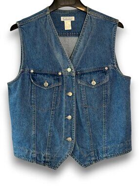 Gallagher Vintage 90s Denim Trucker Vest - Large Medium Wash